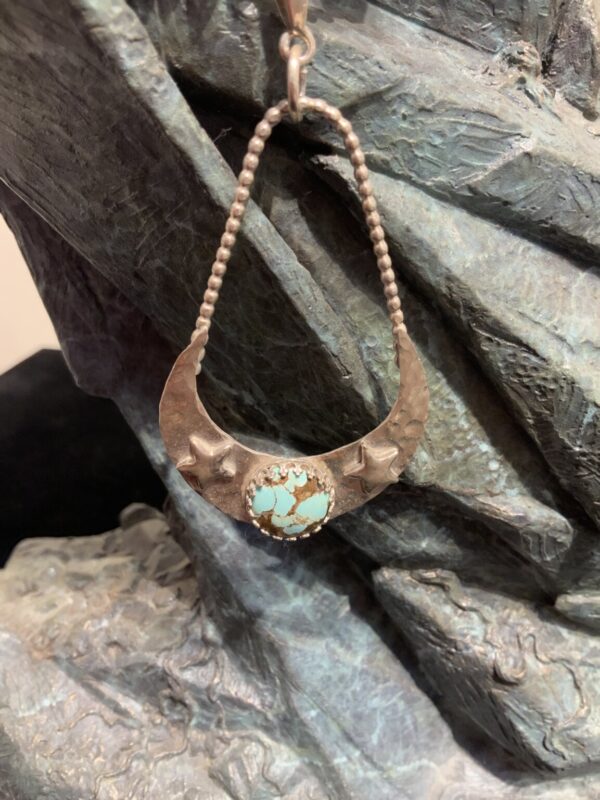 Product Image: Sterling Crescent Moon Cube Turquoise Necklace
