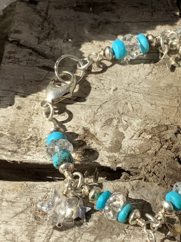Product Image: Bracelet Turquoise & Crystal & SS w/ Star Dangles