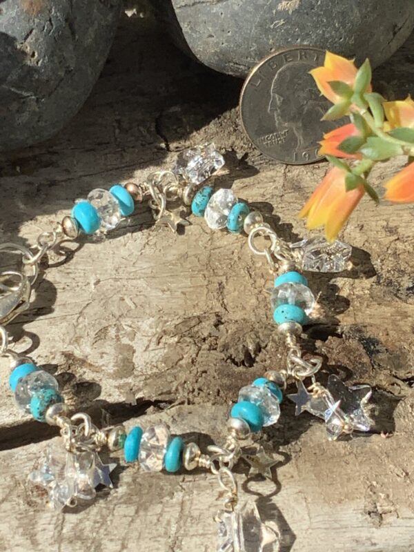 Product Image: Bracelet Turquoise & Crystal & SS w/ Star Dangles