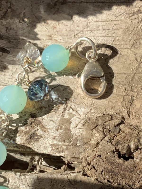 Product Image: Chalcedony Blue Swarovski Hearts SS Hearts Bracelet