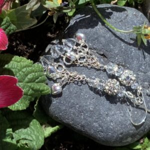 Product Image: Earrings Sterling Silver & Swarovski Beads & Heart Dangles on Wires