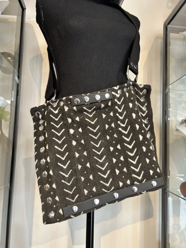 Product Image: African Mud Cloth Bag with Leather, Crossbody