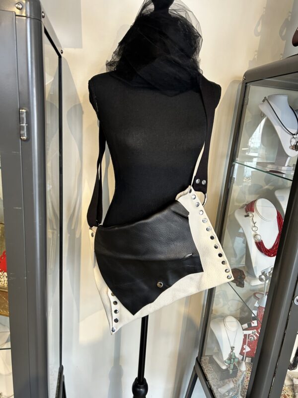 Product Image: White & Black Leather Bag, Crossbody