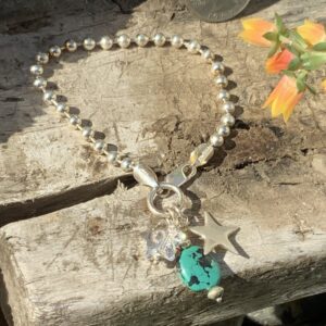 Product Image: Sterling Silver Ball Bead and Charm Bracelet