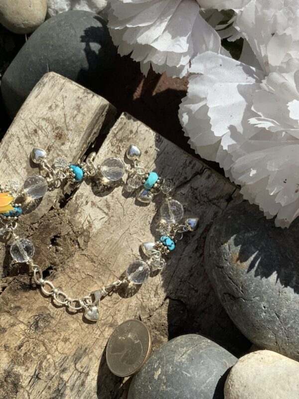 Product Image: Turquoise Swarovski Sterling Heart Dangle Bracelet