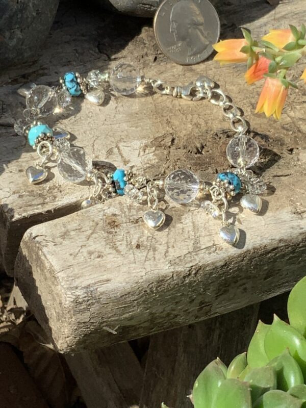 Product Image: Turquoise Swarovski Sterling Heart Dangle Bracelet