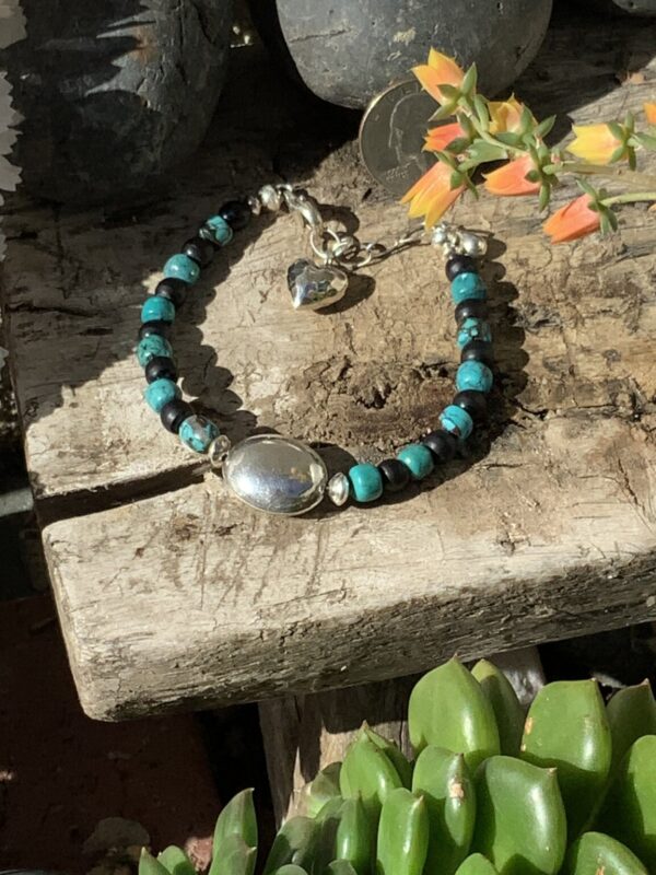Product Image: Turquoise with Sterling Oval Bead Bracelet