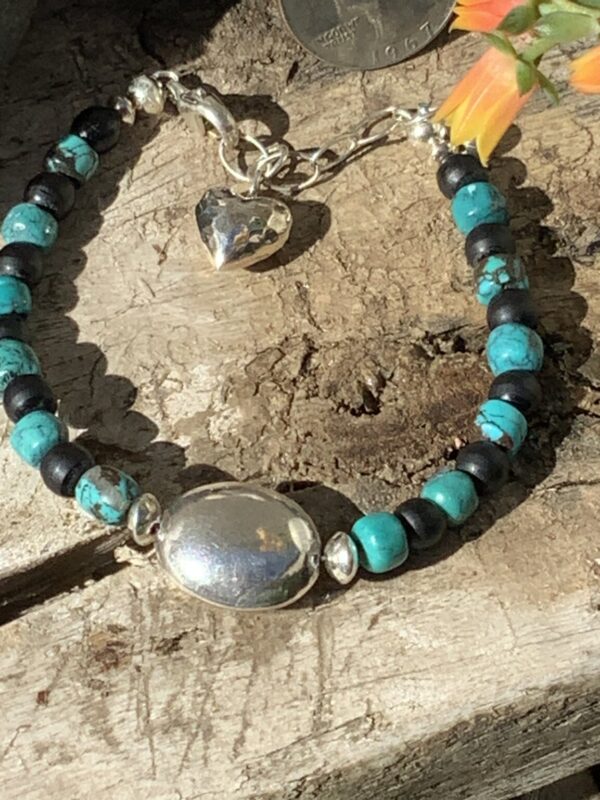 Product Image: Turquoise with Sterling Oval Bead Bracelet