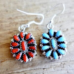Product Image: Turquoise & Coral Cluster Earrings