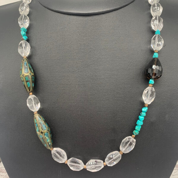Product Image: Necklace: Turquoise, Faceted Quartz Crystal One of a Kind