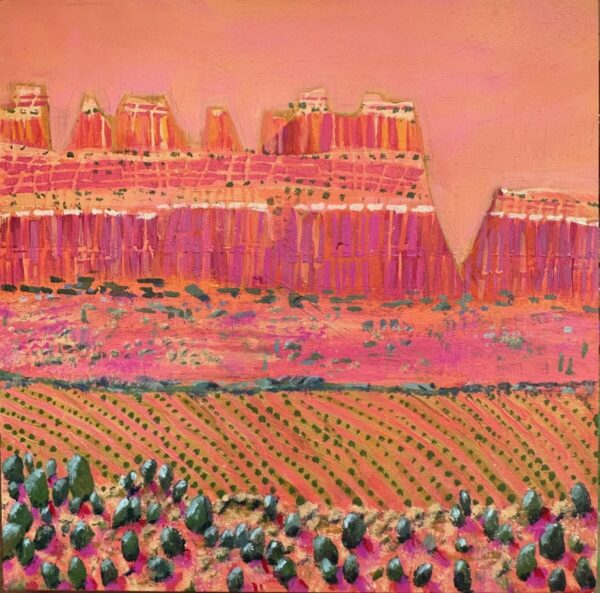 Product Image: Painting “Sunrise Over Valley Orchards” 9 x 9 Acrylic on Wood