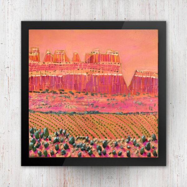 Product Image: Painting “Sunrise Over Valley Orchards” 9 x 9 Acrylic on Wood