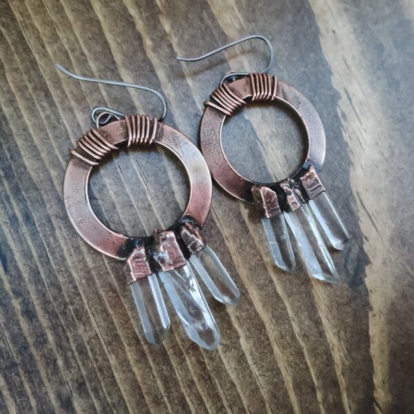 Product Image: Trinity Quartz Point Earrings | Copper