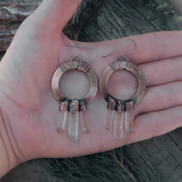 Product Image: Trinity Quartz Point Earrings | Copper