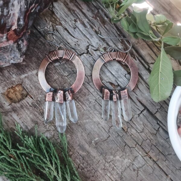 Product Image: Trinity Quartz Point Earrings | Copper