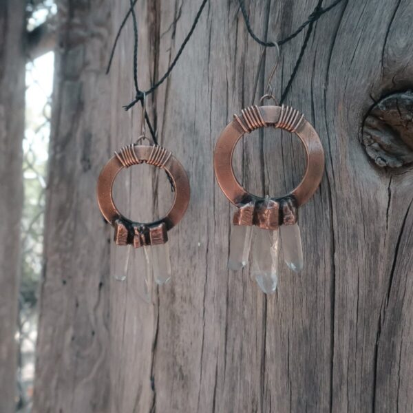 Product Image: Trinity Quartz Point Earrings | Copper