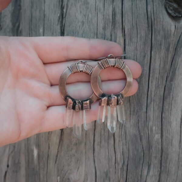 Product Image: Trinity Quartz Point Earrings | Copper