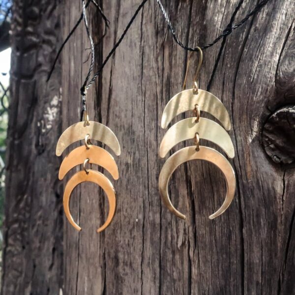 Product Image: Celestial Triple Moon Earrings | Brass