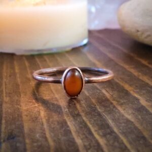 Product Image: Genuine Amber Small Oval Stone Ring | Copper | Size 7