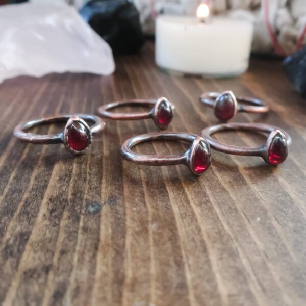 Product Image: Garnet Teardrop Ring | Copper