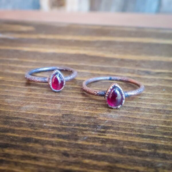 Product Image: Garnet Teardrop Ring | Copper