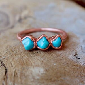 Product Image: Raw Sonoran Turquoise 3 Stone Copper Ring