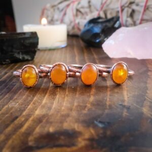 Product Image: Genuine Oval Amber Manifestation Ring | Copper | Size 6, 6.5