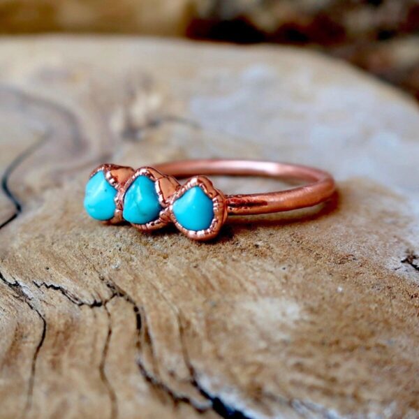 Product Image: Raw Sonoran Turquoise 3 Stone Copper Ring