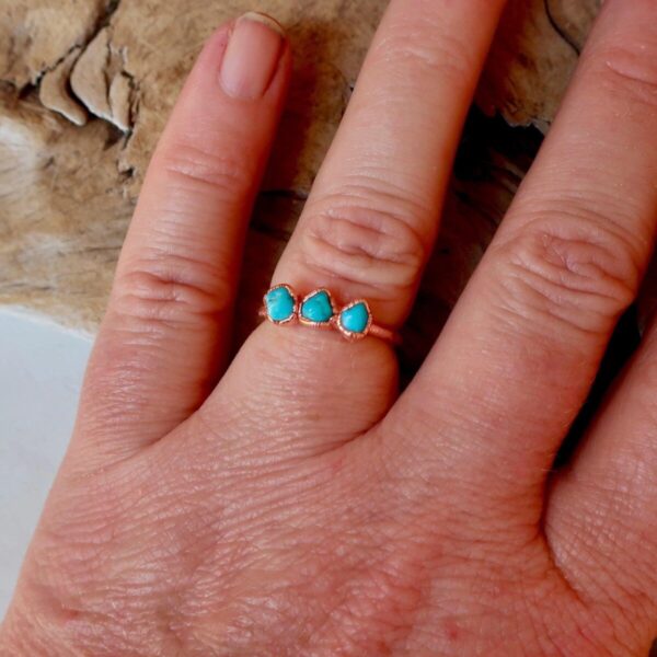 Product Image: Raw Sonoran Turquoise 3 Stone Copper Ring