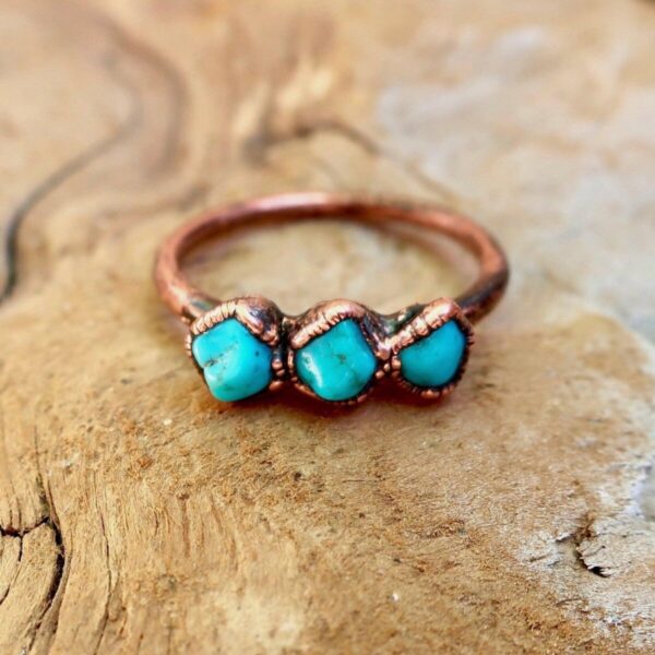 Product Image: Raw Sonoran Turquoise 3 Stone Copper Ring