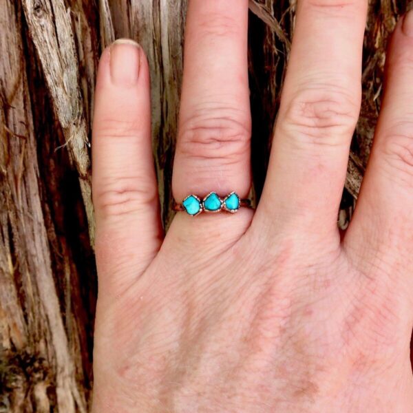 Product Image: Raw Sonoran Turquoise 3 Stone Copper Ring