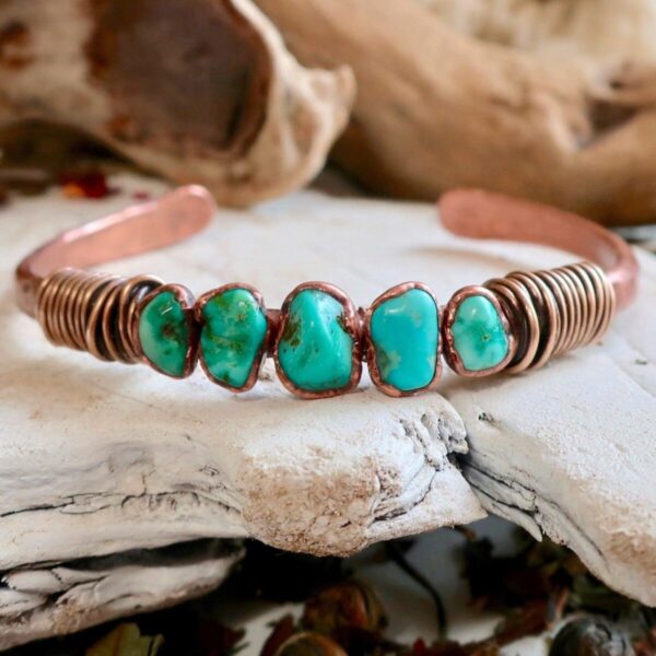 Product Image: Raw Turquoise Cuff Bracelet | Solace for the Spirit | Copper & Bronze