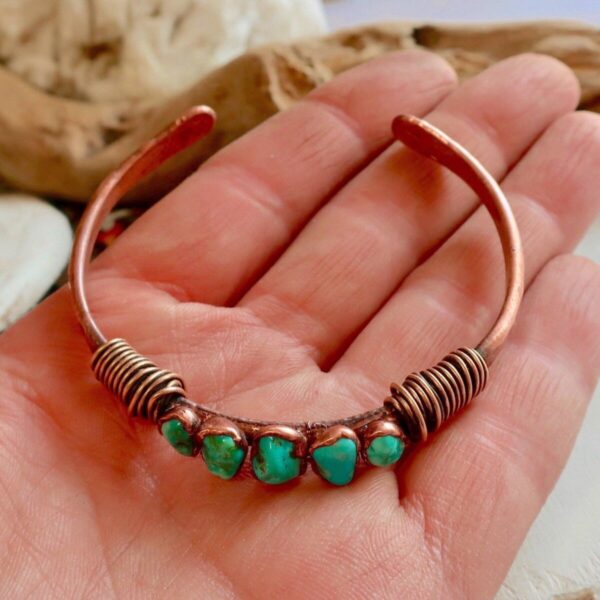 Product Image: Raw Turquoise Cuff Bracelet | Solace for the Spirit | Copper & Bronze