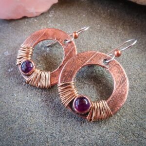 Product Image: Purple Amethyst Drop Earrings | Copper & Bronze