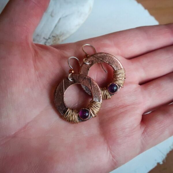 Product Image: Temperance Amethyst Drop Earrings | Copper & Bronze