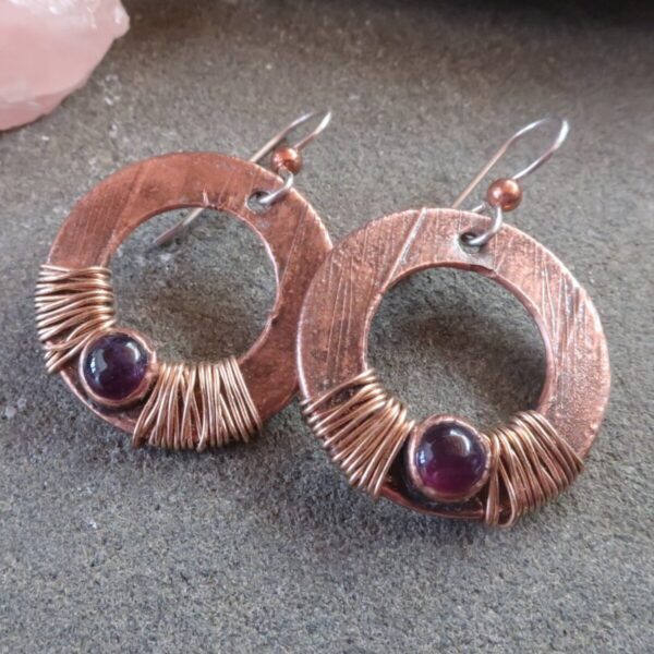 Product Image: Temperance Amethyst Drop Earrings | Copper & Bronze