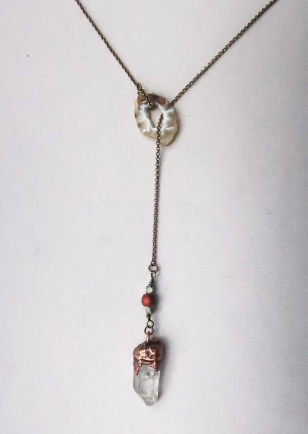 Product Image: Quartz Lariat Necklace | Brass & Copper