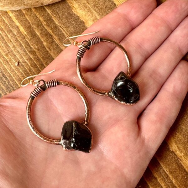 Product Image: Black Tourmaline Earrings | Copper