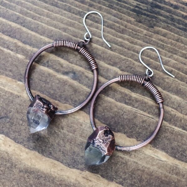 Product Image: Quartz Hoop Earrings | Copper