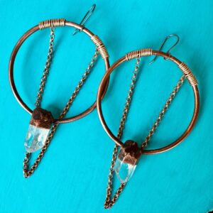 Product Image: Quartz Hoop Statement Earrings | Copper & Bronze