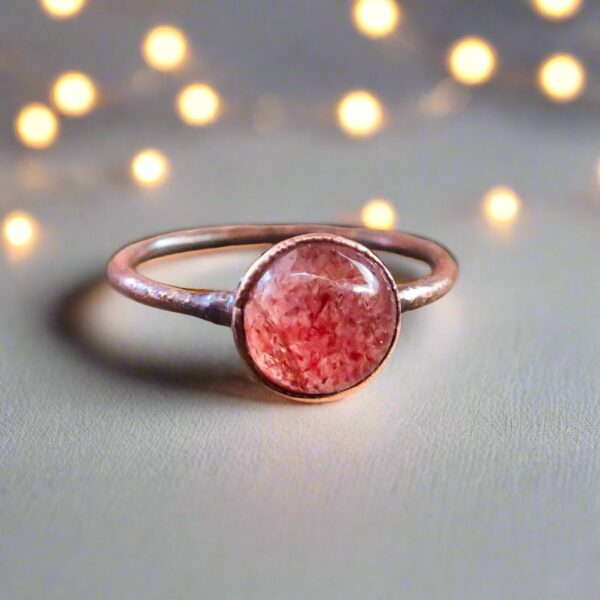 Product Image: Strawberry Quartz Ring | Copper | Size 8.25