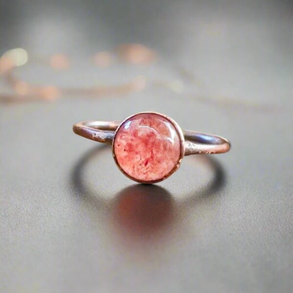 Product Image: Strawberry Quartz Ring | Copper | Size 8.25