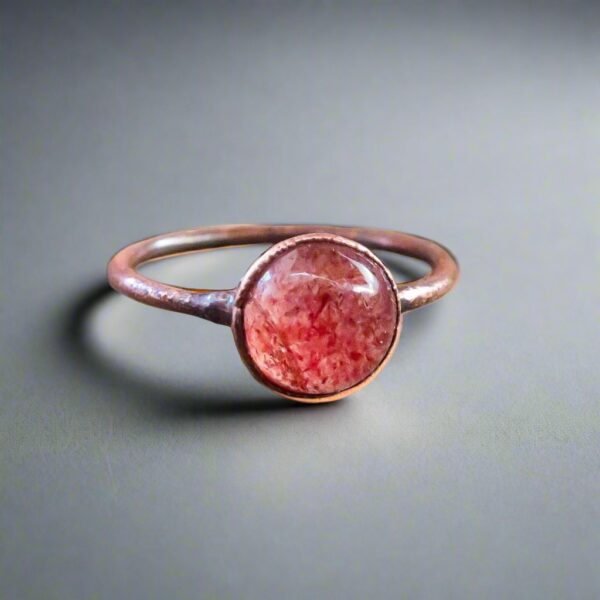 Product Image: Strawberry Quartz Ring | Copper | Size 8.25