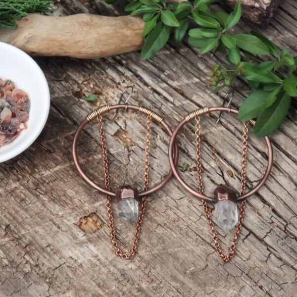 Product Image: Ultimate Manifester Quartz Statement Earrings | Copper & Bronze