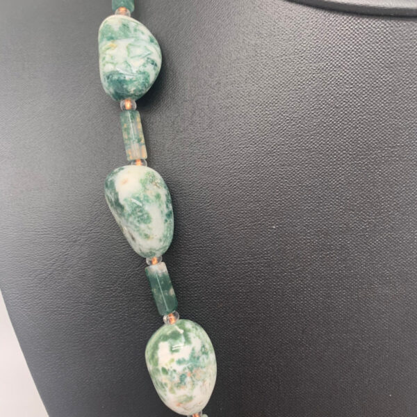 Product Image: Necklace: Moss Agate, Forest Jasper, Copper Coated Crystal, Copper 18″+2″ Extender