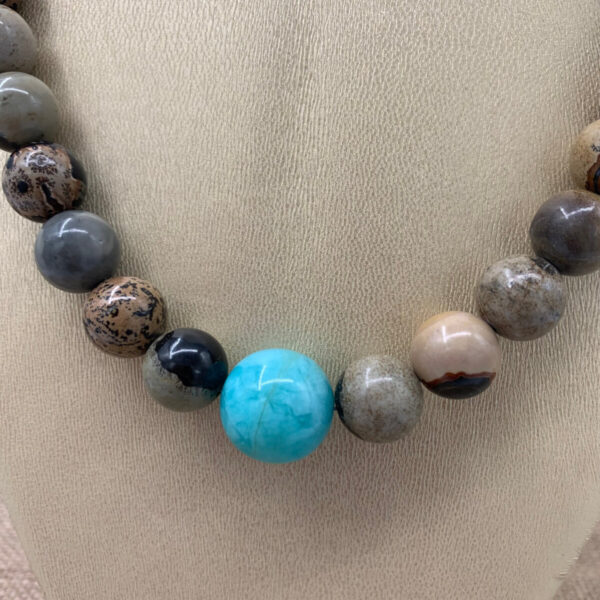 Product Image: Necklace: Artistic Jasper, Brazilian Amazonite, Sterling Clasp 18″+2″ Extender