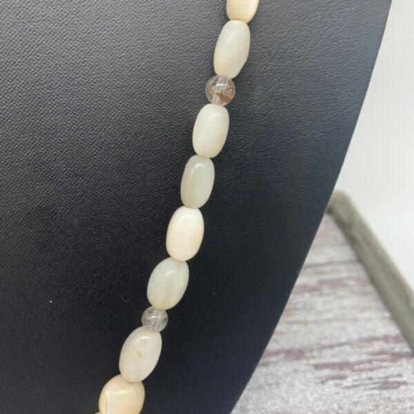 Product Image: Necklace: Mother of Pearl, Ritualized Quartz, Crystal Stars, Sterling Clasp, 31″