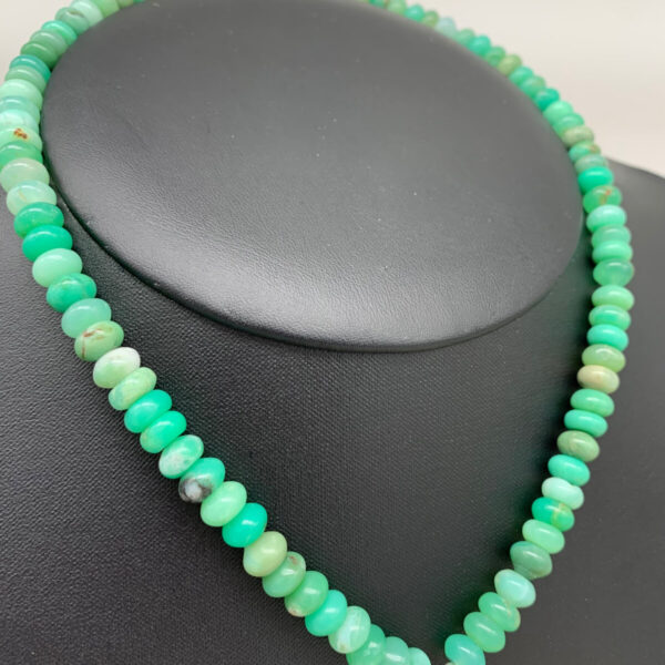 Product Image: Necklace: Chrysoprase Curb Chain Pendant Drop 6″  17″+2″ Extender Chain