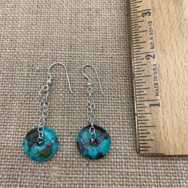 Product Image: Earrings: Turquoise Black Matrix Dangle, Sterling Chain & Wires 2″