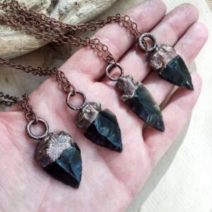 Product Image: Grounding Black Obsidian Arrowhead Necklace | Copper